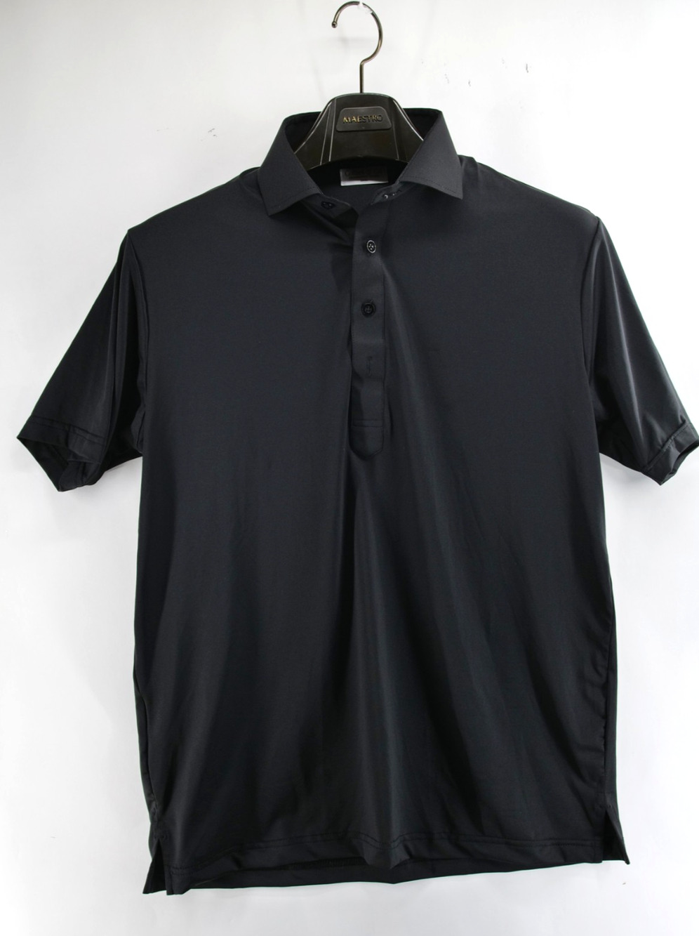 Collars and Co Polo Men Small Black Featherweight Relaxed Dress Collar Stretch